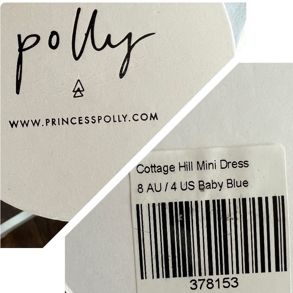 Princess Polly Cottage Hill Mini Dress Size 4 Baby Blue NWT - Picture 9 of 16